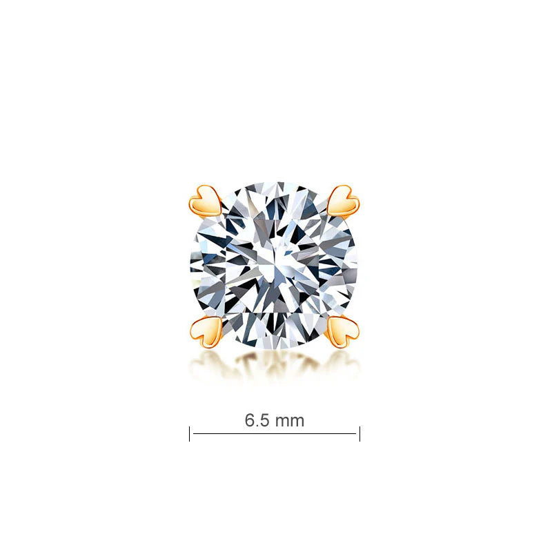 1 CT. Moissanite Diamond Heart Claws Stud Earrings in Rose Gold Plated Sterling Silver
