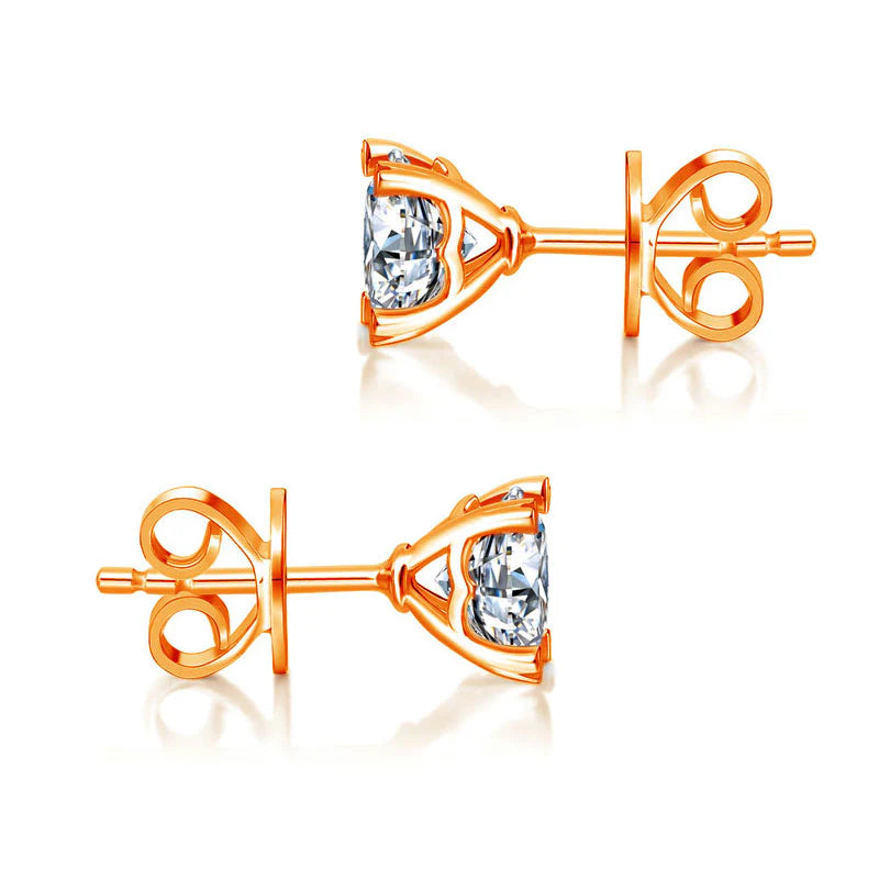 1 CT. Moissanite Diamond Heart Claws Stud Earrings in Rose Gold Plated Sterling Silver