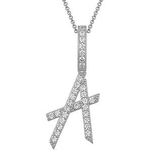 Collier avec pendentif initial en moissanite et argent sterling
