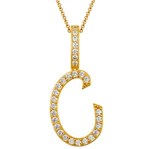 Collar con colgante inicial de moissanita en plata de ley bañada en oro