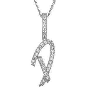 Collier avec pendentif initial en moissanite et argent sterling