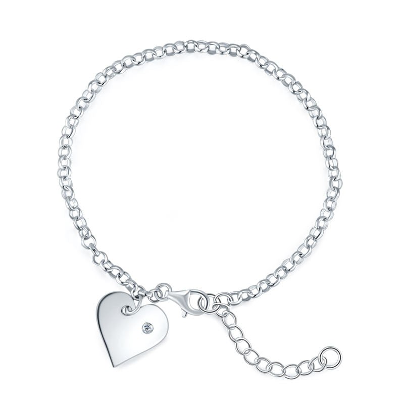 Pulsera de cadena con dije de corazón en plata de ley