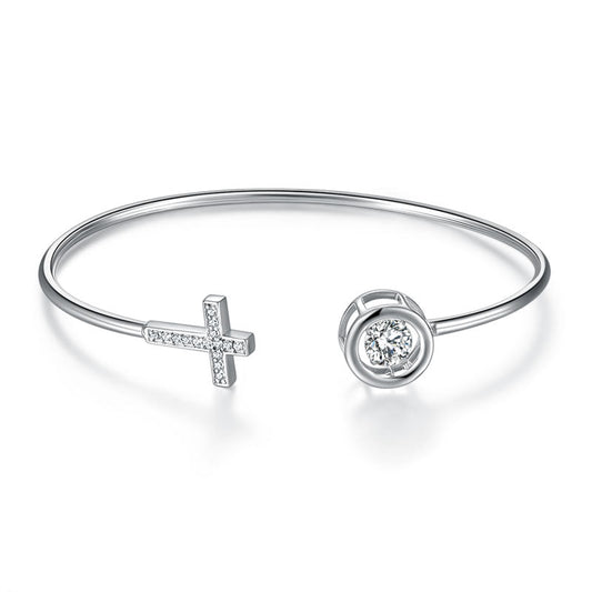 Cross Dancing Stone Bangle Bracelet