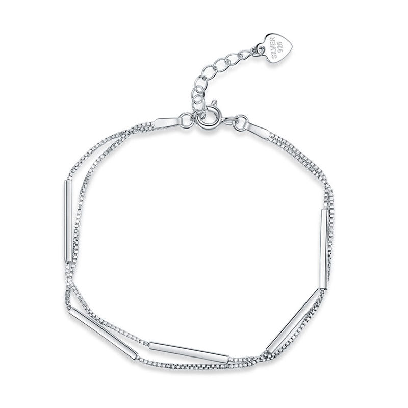 Pulsera de cadena de barras en capas en plata de ley