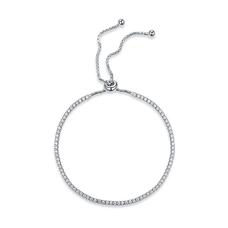 Pulsera de tenis Lariat con circonitas cúbicas en plata de ley