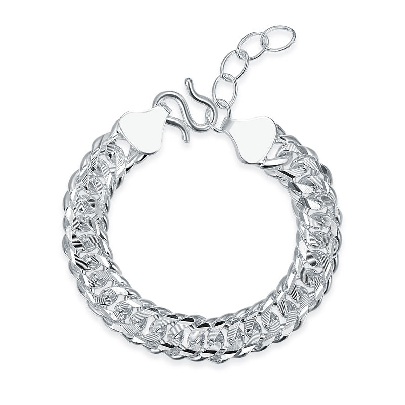 Pulsera de cadena ajustable de eslabones cubanos de plata pura de 1,3 mm para hombre