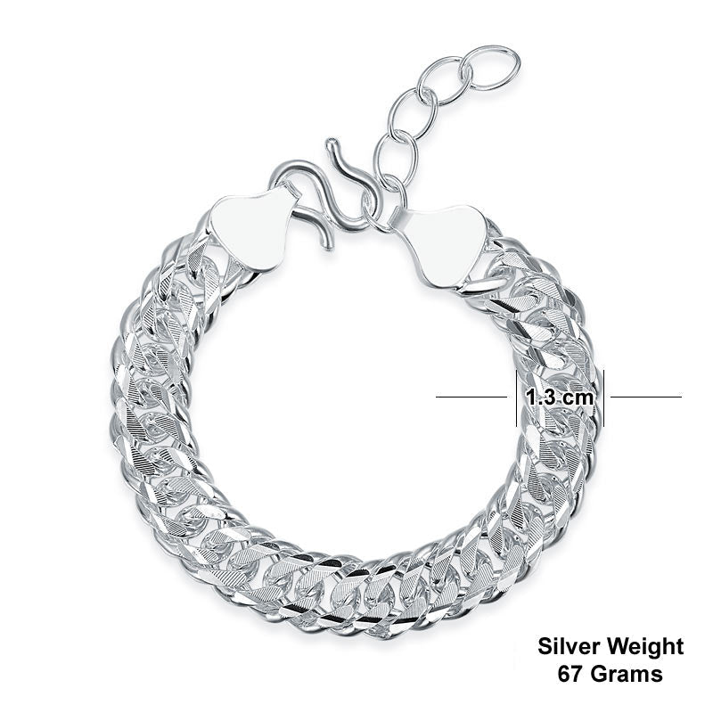 Pulsera de cadena ajustable de eslabones cubanos de plata pura de 1,3 mm para hombre