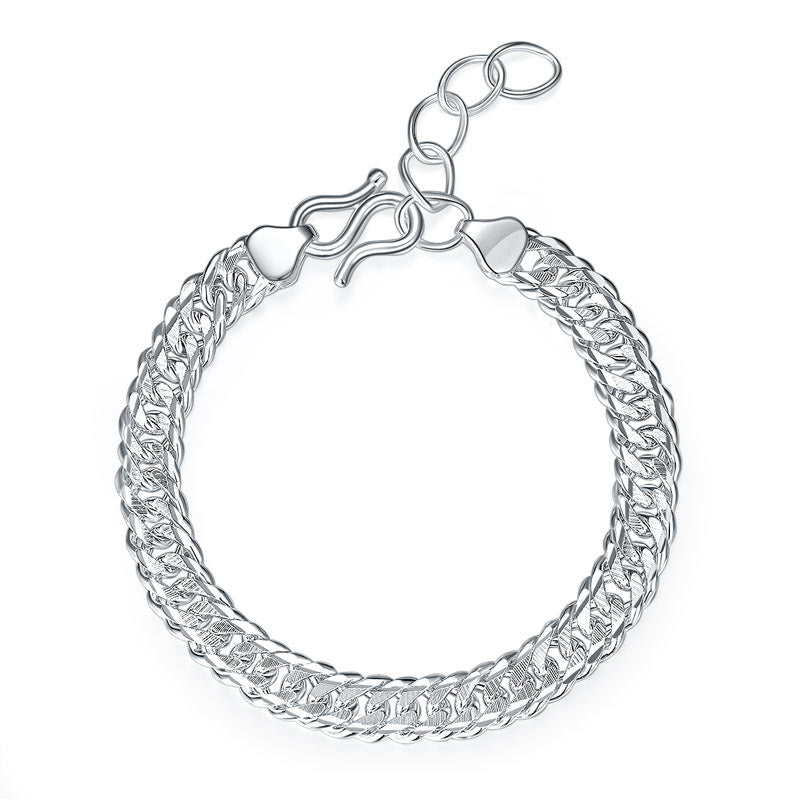Pulsera de cadena ajustable de eslabones cubanos de plata pura de 1 cm para hombre