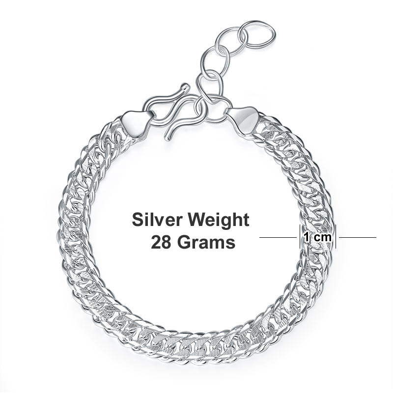 Pulsera de cadena ajustable de eslabones cubanos de plata pura de 1 cm para hombre