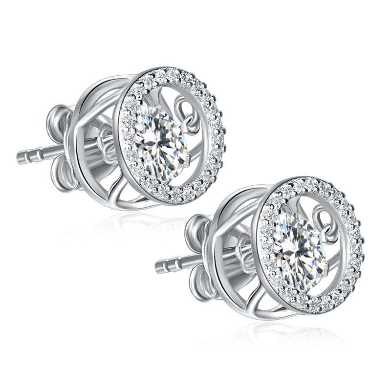 0.8 CT. Round Halo Dancing Stone Stud Earrings
