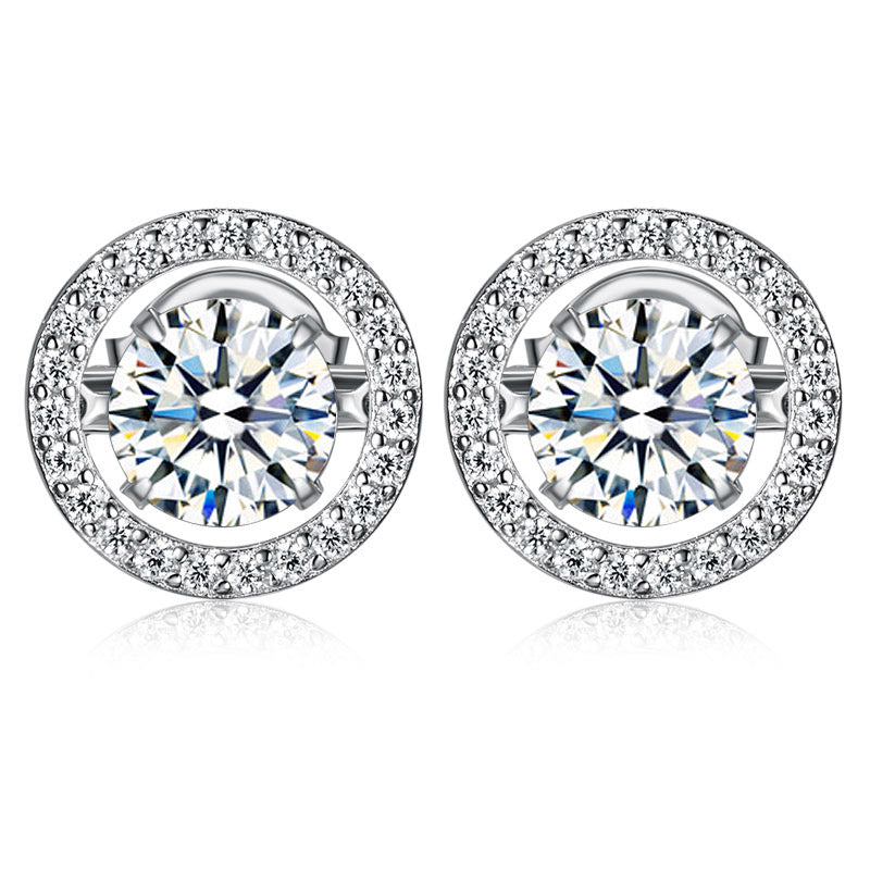 0.8 CT. Round Halo Dancing Stone Stud Earrings
