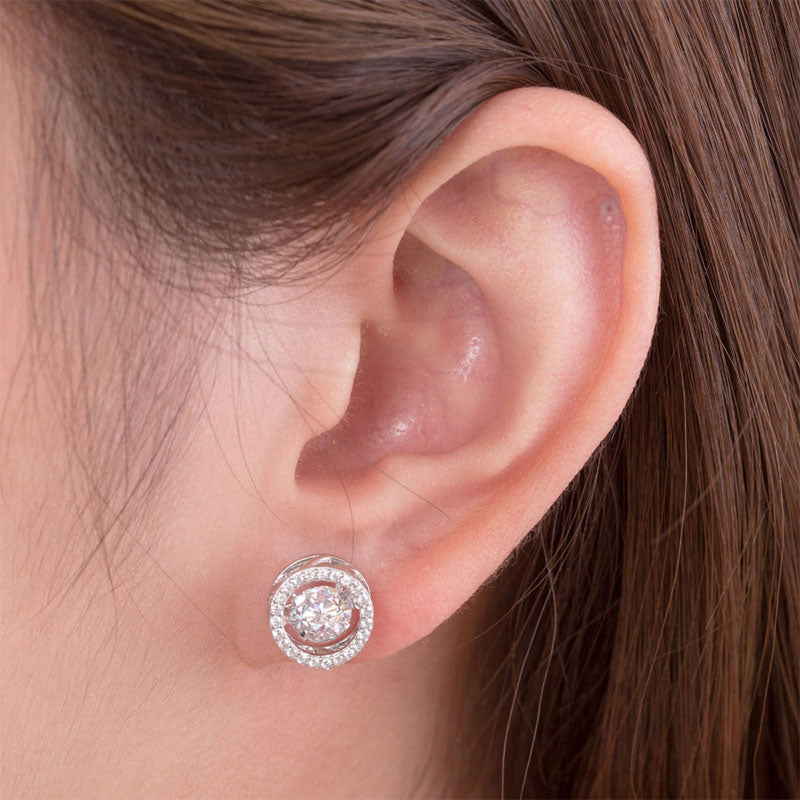 0.8 CT. Round Halo Dancing Stone Stud Earrings
