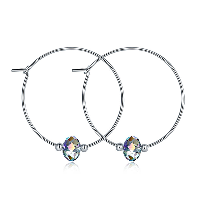 Boucles d'oreilles créoles en cristal autrichien AB en argent sterling
