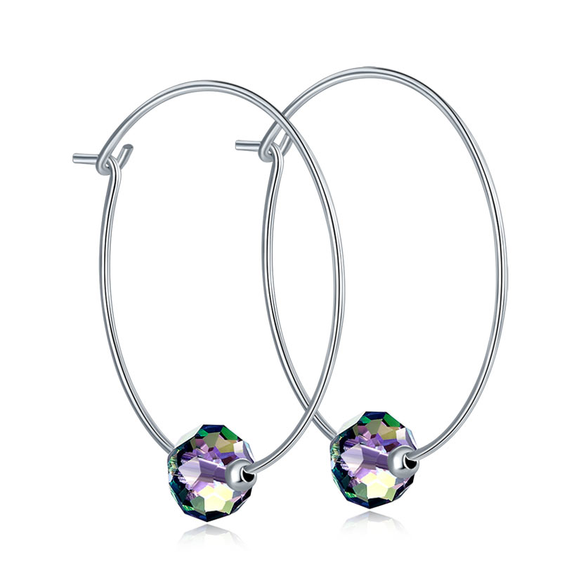 Boucles d'oreilles créoles en cristal autrichien AB en argent sterling