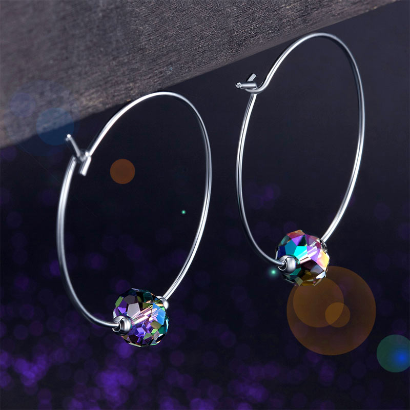 Boucles d'oreilles créoles en cristal autrichien AB en argent sterling