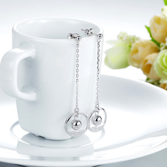 "LOVE" Long Drop Earrings in Sterling Silver