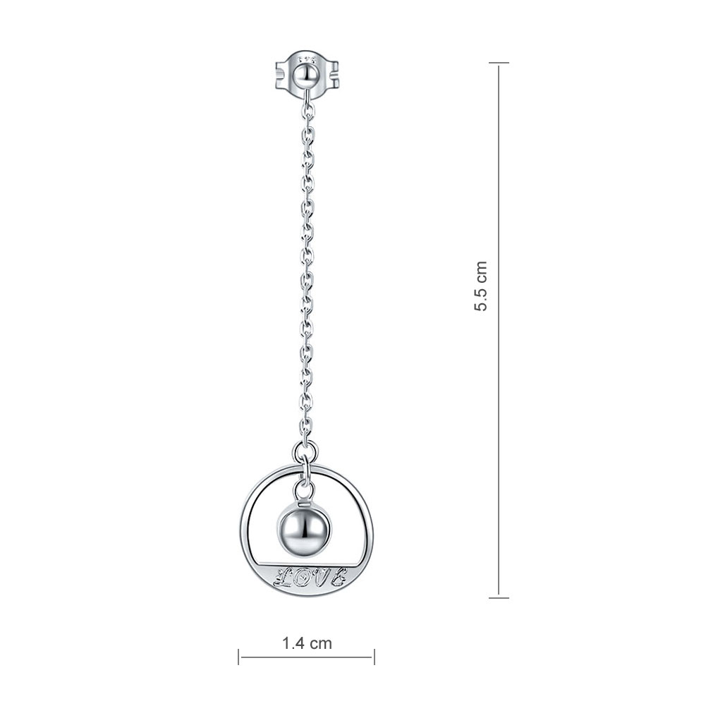 "LOVE" Long Drop Earrings in Sterling Silver