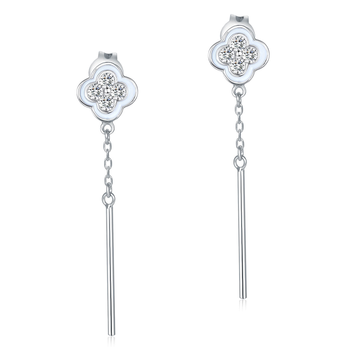 Boucles d'oreilles pendantes en argent sterling avec diamants synthétiques