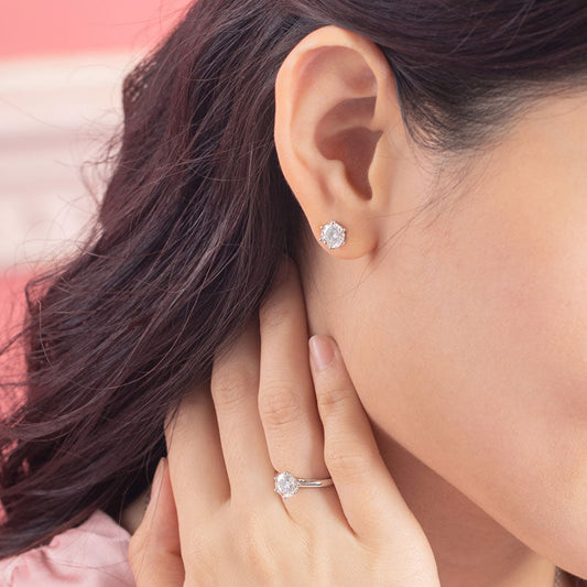 1 CT. Moissanite Diamond Stud Earrings in Sterling Silver