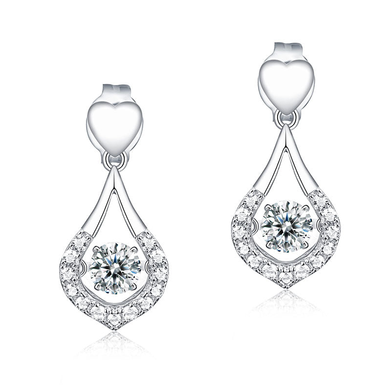 Pendientes colgantes con forma de lágrima de corazón y piedra danzante