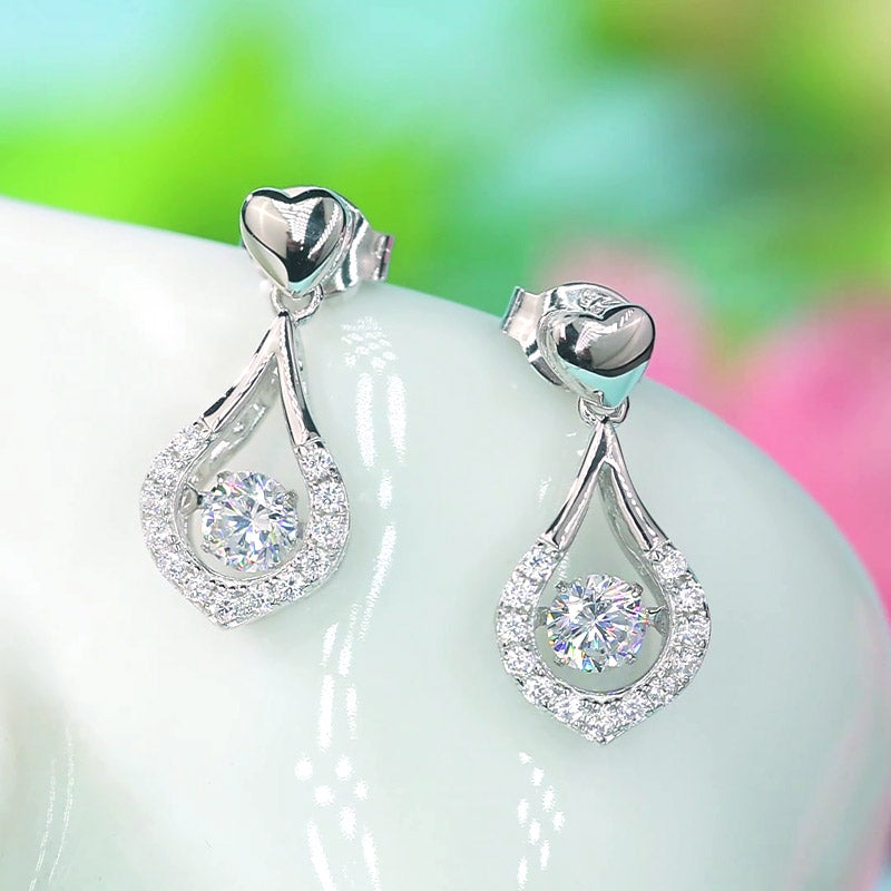 Pendientes colgantes con forma de lágrima de corazón y piedra danzante