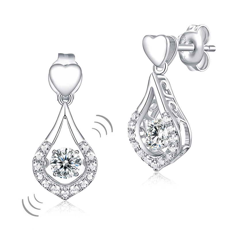 Pendientes colgantes con forma de lágrima de corazón y piedra danzante