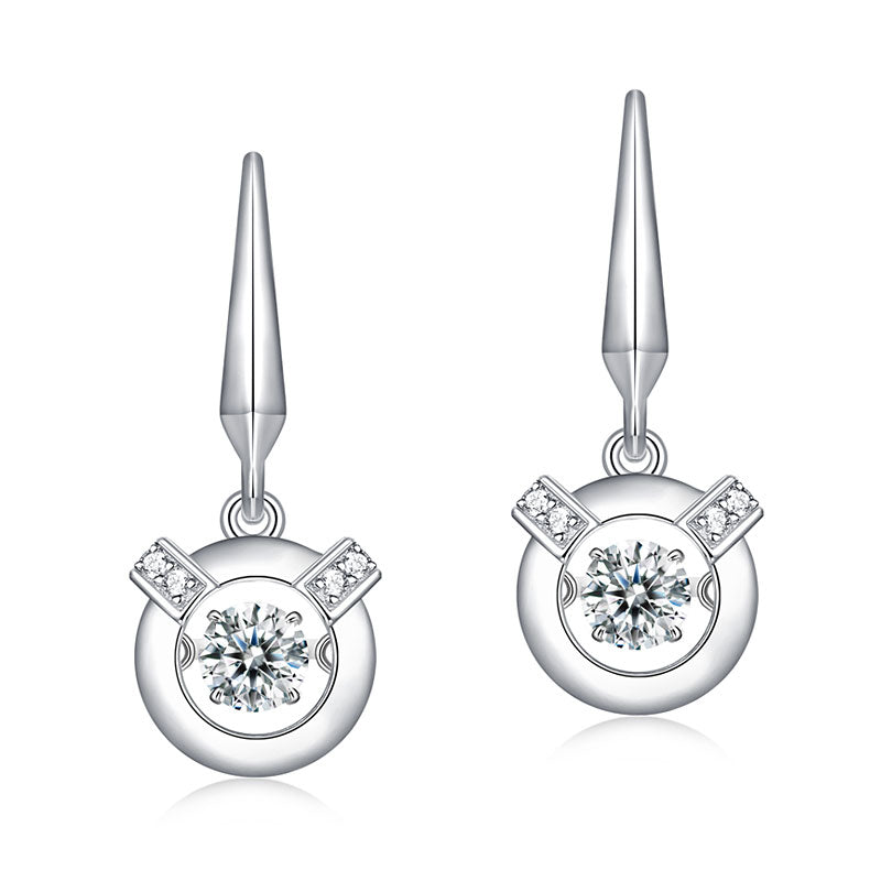 Boucles d'oreilles pendantes en pierre ronde dansante