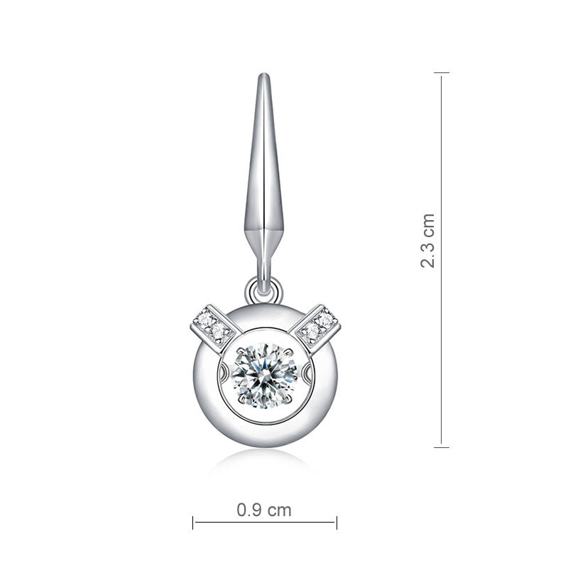 Boucles d'oreilles pendantes en pierre ronde dansante