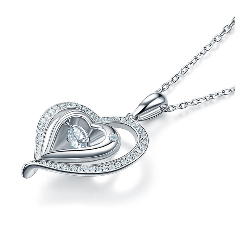 Collar con colgante de piedra danzante con halo de corazón