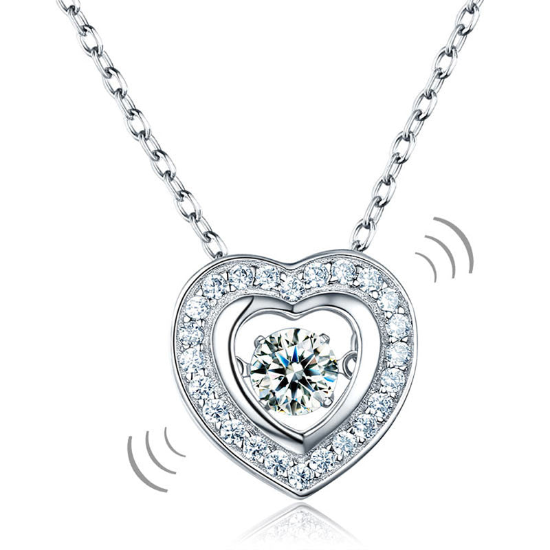 Collar con colgante de piedra danzante en forma de corazón