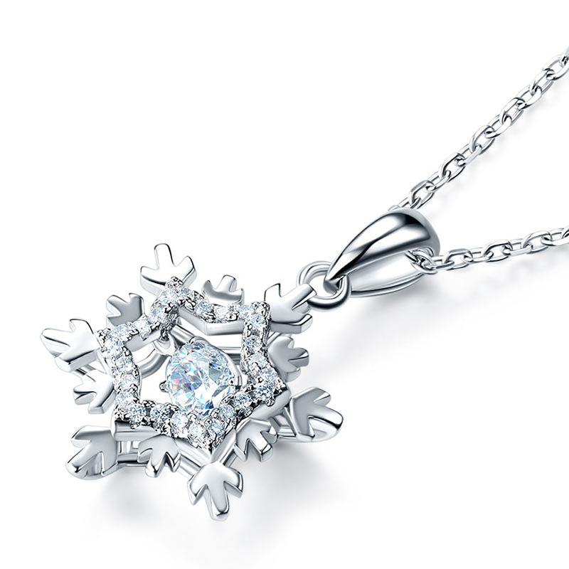 Snowflake Dancing Stone Pendant Necklace