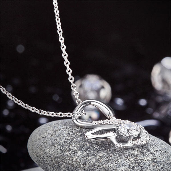 Swan Simulated Diamond Pendant Necklace in Sterling Silver