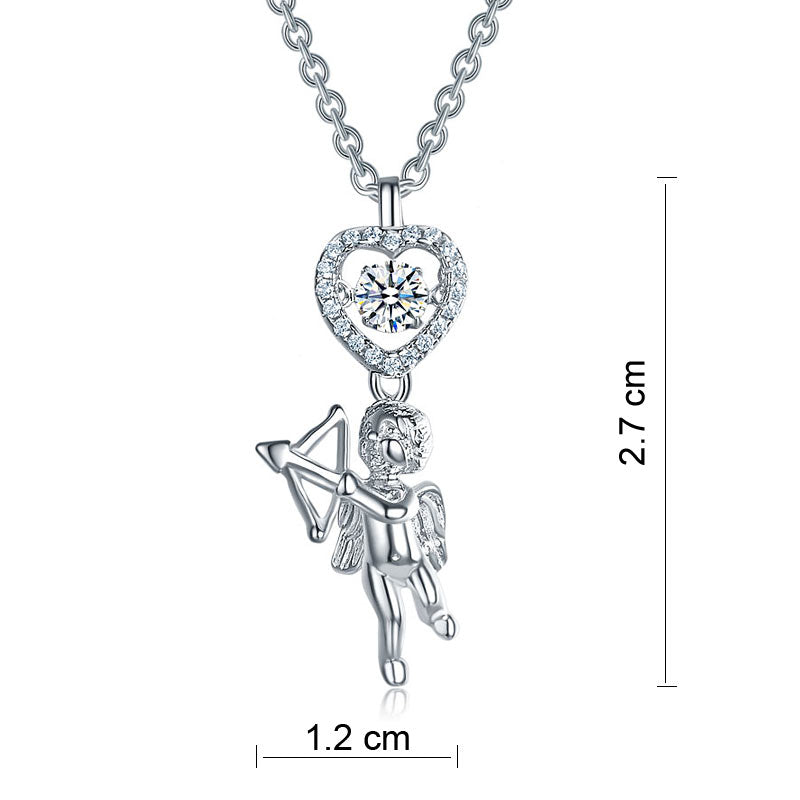 Collar con colgante de piedra danzante con forma de corazón de Cupido para niñas