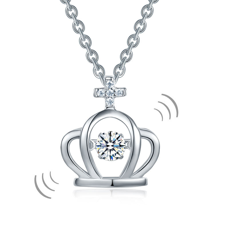 Crown Dancing Stone Pendant Necklace for Girls