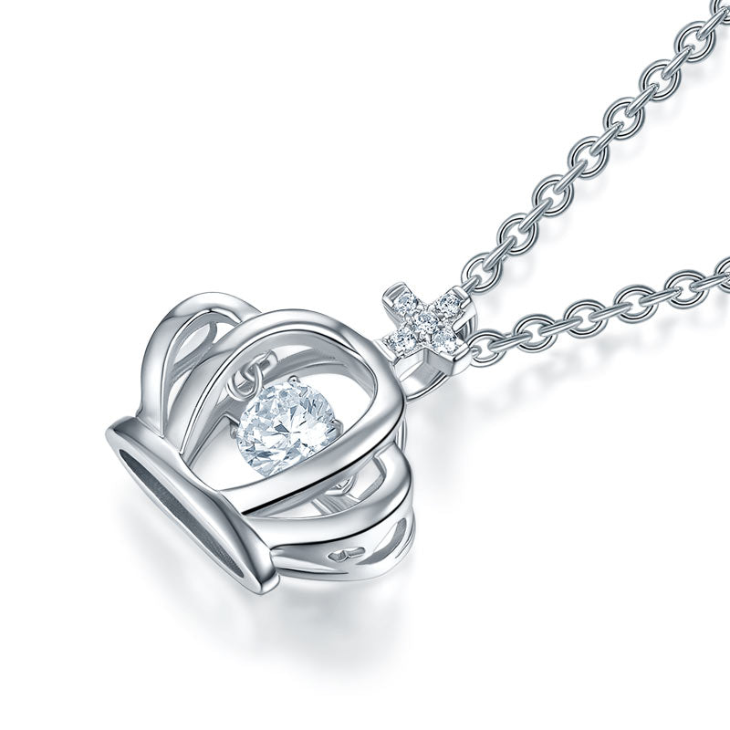 Crown Dancing Stone Pendant Necklace for Girls