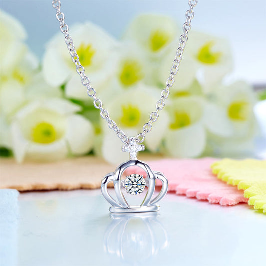 Crown Dancing Stone Pendant Necklace for Girls