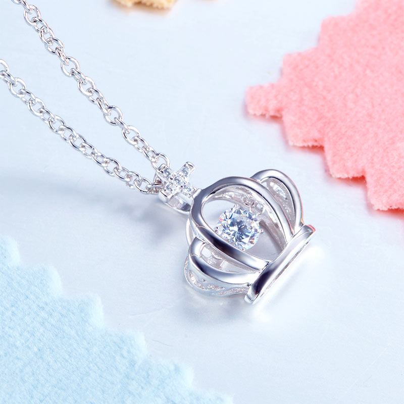 Crown Dancing Stone Pendant Necklace for Girls