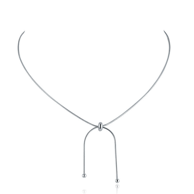 Collar de lazo de bola ajustable en plata de ley