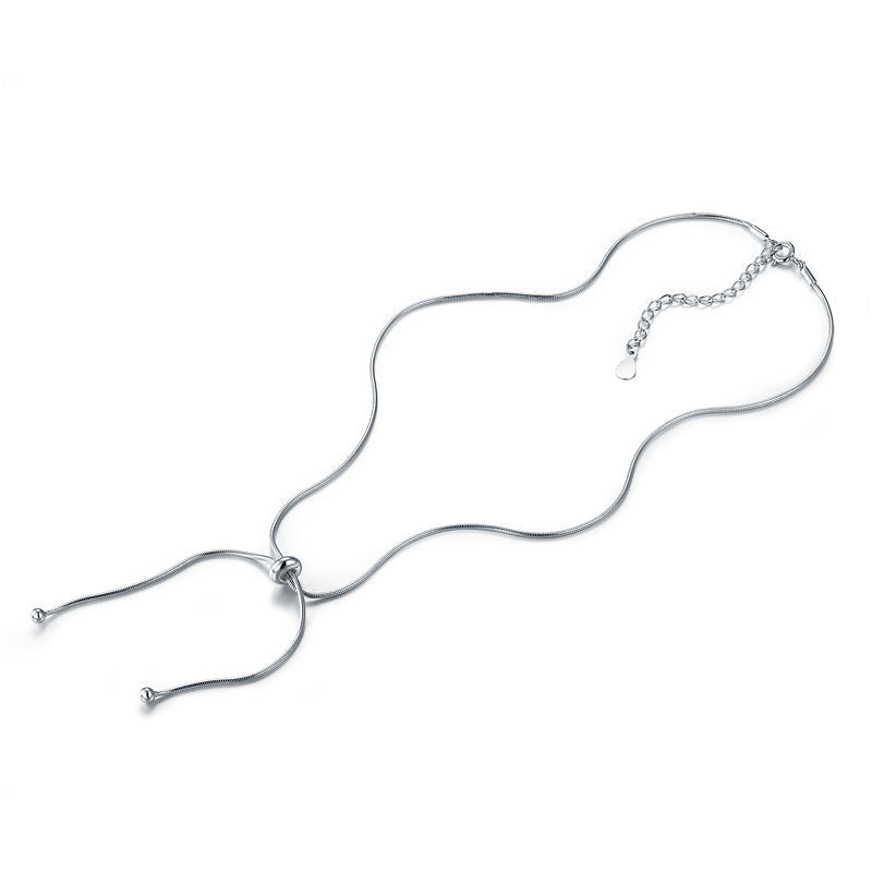 Collar de lazo de bola ajustable en plata de ley