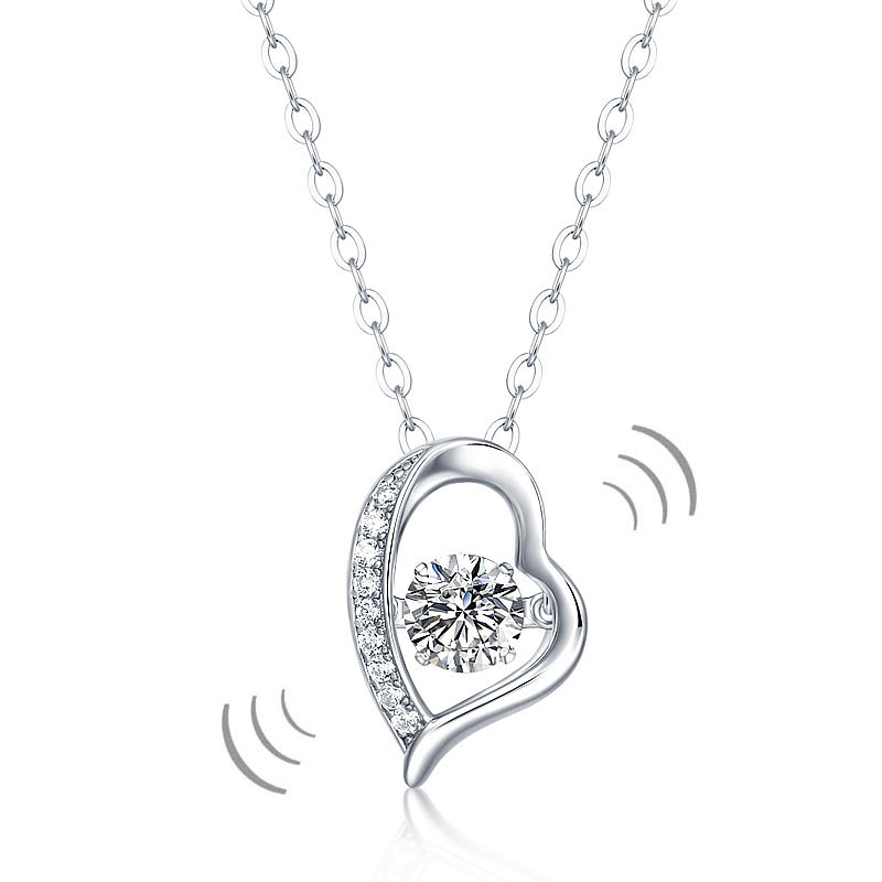 0.5 CT. Moissanite Diamond Dancing Stone Heart Pendant Necklace