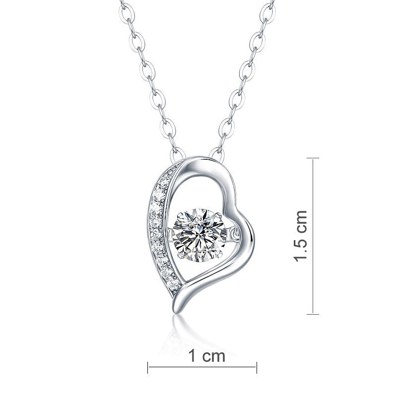 0.5 CT. Moissanite Diamond Dancing Stone Heart Pendant Necklace