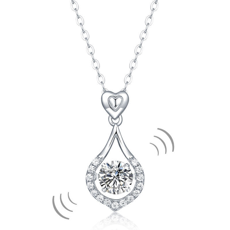 1 CT. Moissanite Diamond Heart Teardrop Dancing Stone Pendant Necklace
