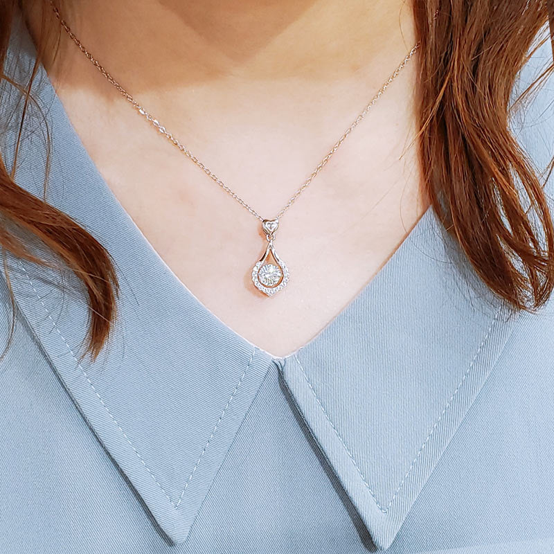 1 CT. Moissanite Diamond Heart Teardrop Dancing Stone Pendant Necklace