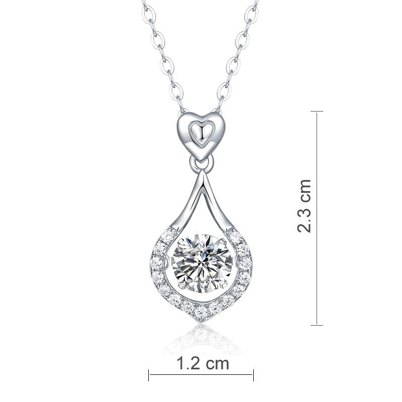 1 CT. Moissanite Diamond Heart Teardrop Dancing Stone Pendant Necklace