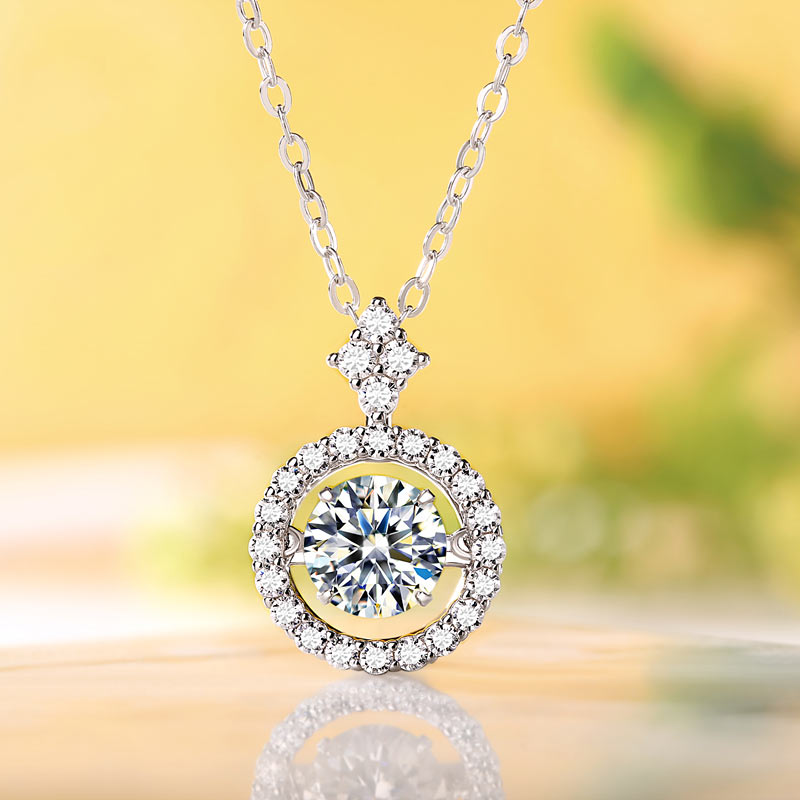 1 CT. Moissanite Diamond Dancing Stone Pendant Necklace