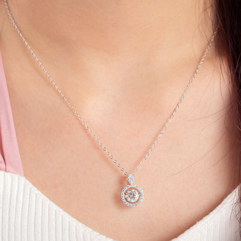 1 CT. Moissanite Diamond Dancing Stone Pendant Necklace