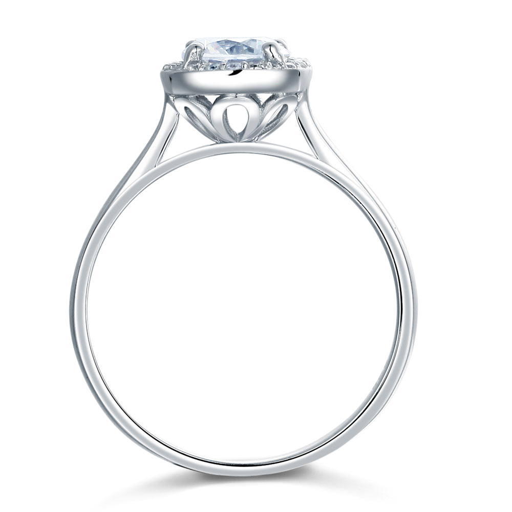 1 CT. Round Halo Simulated Diamond Engagement Ring in Sterling Silver
