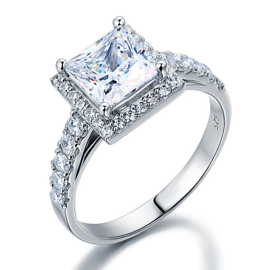 1.5 CT. Princess Cut Simulated Diamond Halo Ring in Sterling Silver