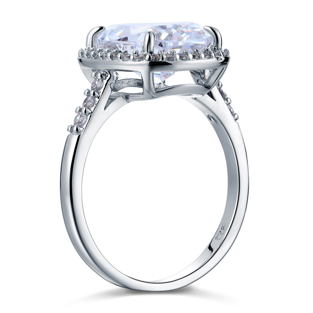6 CT. Cushion Cut Simulated Diamond Halo Ring in Sterling Silver