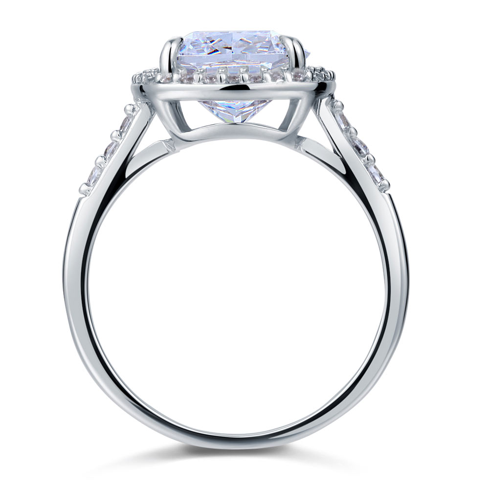 6 CT. Cushion Cut Simulated Diamond Halo Ring in Sterling Silver
